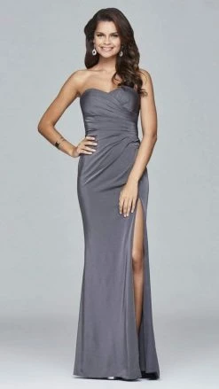 Faviana - 7891 Satin Sweetheart Evening Dress With High Side Slit