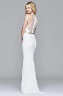 Formal Gowns Faviana - 7910 Long Halter Jersey Dress With Beaded Waistband And Neckline