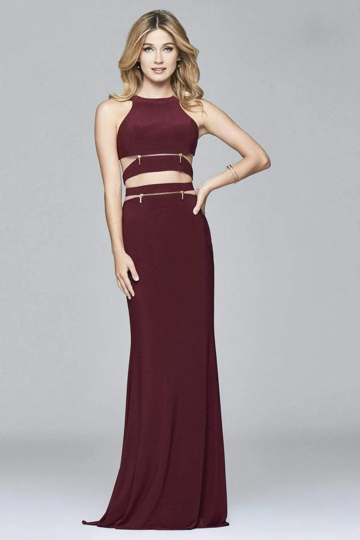 Faviana - 7957 Long Jersey Halter Dress With Zipper Detail 6 Faviana - 7957 Long Jersey Halter Dress With Zipper Detail