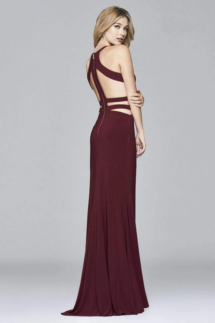 Faviana - 7957 Long Jersey Halter Dress With Zipper Detail 7 Faviana - 7957 Long Jersey Halter Dress With Zipper Detail