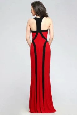 Faviana - Contrast Halter Evening Gown With Body-Trimming Stripes 7573 Formal Gowns 7 Faviana - Contrast Halter Evening Gown With Body-Trimming Stripes 7573 Formal Gowns