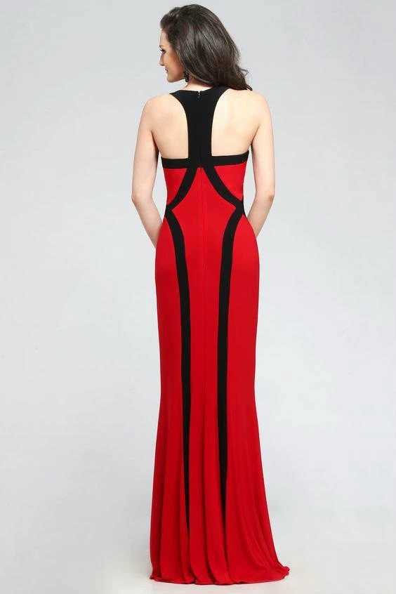 Faviana - Contrast Halter Evening Gown With Body-Trimming Stripes 7573 Formal Gowns 5 Faviana - Contrast Halter Evening Gown With Body-Trimming Stripes 7573 Formal Gowns