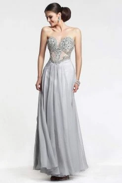 Faviana - Embellished Chiffon Illusion Long Evening Gown S7376