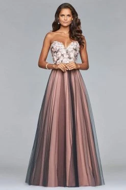 Faviana - Floral Applique Sweetheart A-line Evening Dress S10023 11 Faviana - Floral Applique Sweetheart A-line Evening Dress S10023