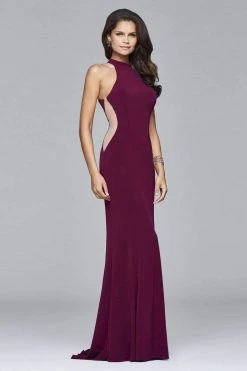 Faviana - Illusion Side Paneled Long Jersey Gown 7943 - 1 Pc Bordeux In Size 6 Available Formal Gowns 10 Faviana - Illusion Side Paneled Long Jersey Gown 7943 - 1 Pc Bordeux In Size 6 Available Formal Gowns