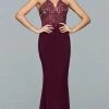 Faviana - Lace Sleeveless Cutout Long Gown 7750 - 1 Pc Bordeaux In Size 4 Available