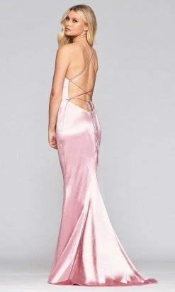 Formal Gowns Faviana - Lace Up Back Satin Mermaid Gown S10375 - 1 Pc Dusty Rose In Size 4 Available