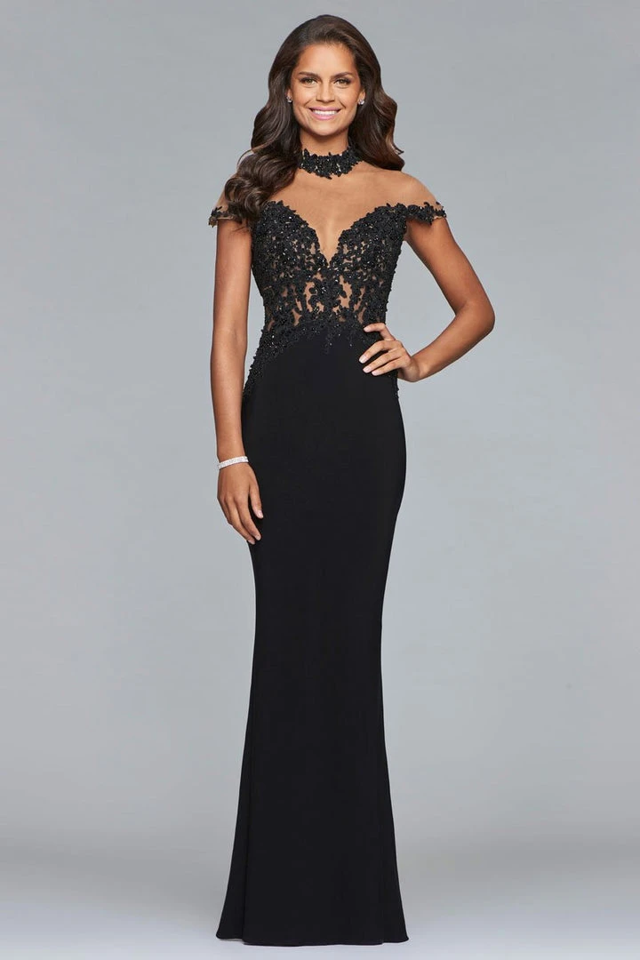 Faviana - S10004 Embroidered Illusion High Sheath Dress 10 Faviana - S10004 Embroidered Illusion High Sheath Dress