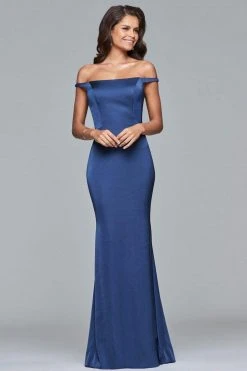 Formal Gowns Faviana - S10010 Off-Shoulder Matte Satin Sheath Gown