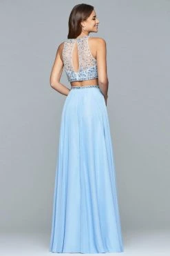 Faviana - S10061 Beaded Two-Piece Chiffon A-line Gown