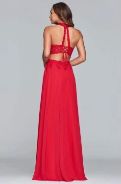 Faviana - S10220 Two Piece Lace High Halter Chiffon A-line Dress Formal Gowns 15 Faviana - S10220 Two Piece Lace High Halter Chiffon A-line Dress Formal Gowns