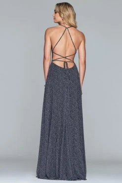 Faviana - S10238 Dotted Chiffon Halter A-line Dress With Slit 6 Faviana - S10238 Dotted Chiffon Halter A-line Dress With Slit