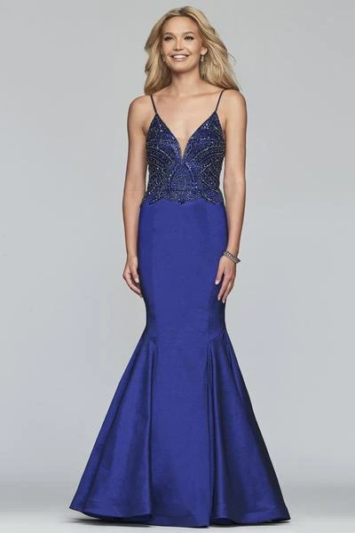 Faviana - S10243 Beaded Plunging V-Neck Mermaid Gown 3 Faviana - S10243 Beaded Plunging V-Neck Mermaid Gown