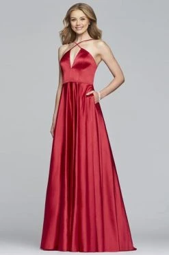 Faviana - S10254 Sleeveless Halter Charmeuse A-line Dress