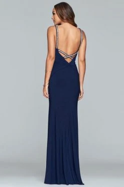 Formal Gowns Faviana - S10267 Sleeveless Beaded V-neck Jersey Sheath Dress