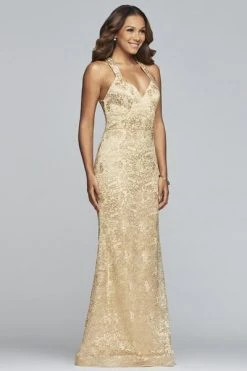 Faviana - S10303 Metallic Embroidered Sheath Evening Gown 9 Faviana - S10303 Metallic Embroidered Sheath Evening Gown
