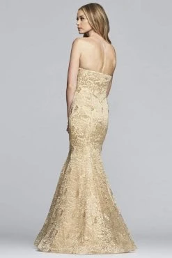 Formal Gowns Faviana - S10305 Strapless Metallic Embroidered Mermaid Dress
