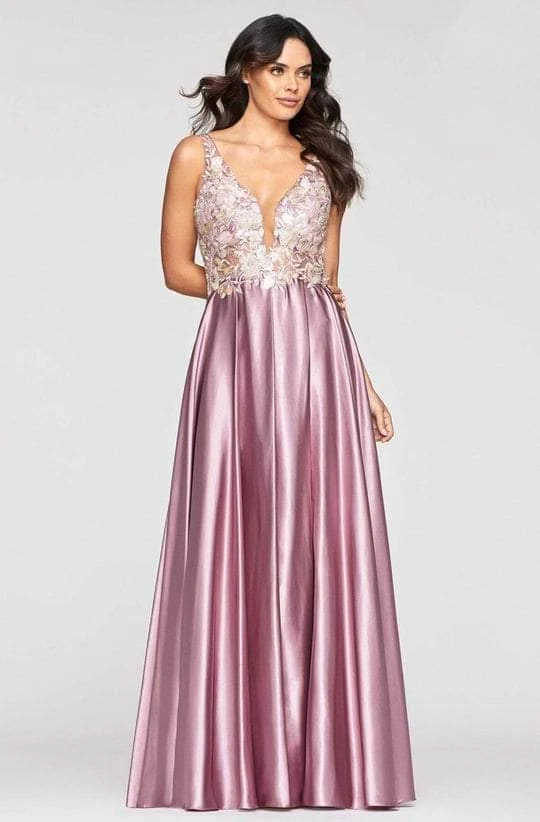 Formal Gowns Faviana - S10442 Embroidered Floral Applique Long Dress - 1 Pc Deep Mauve In Size 8 Available 3 Formal Gowns Faviana - S10442 Embroidered Floral Applique Long Dress - 1 Pc Deep Mauve In Size 8 Available