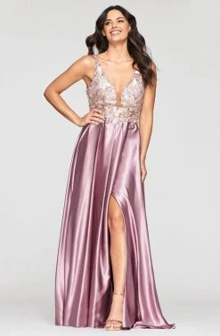 Formal Gowns Faviana - S10442 Embroidered Floral Applique Long Dress - 1 Pc Deep Mauve In Size 8 Available 7 Formal Gowns Faviana - S10442 Embroidered Floral Applique Long Dress - 1 Pc Deep Mauve In Size 8 Available