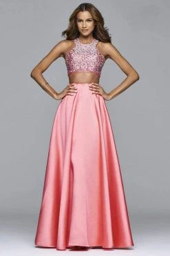 Formal Gowns Faviana - S7827 Frosted Satin Two Piece With Fully Beaded Bodice