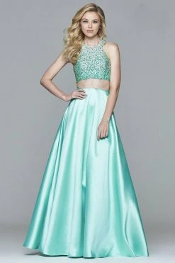 Formal Gowns Faviana - S7827 Frosted Satin Two Piece With Fully Beaded Bodice 11 Formal Gowns Faviana - S7827 Frosted Satin Two Piece With Fully Beaded Bodice