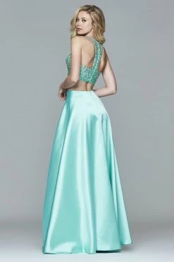 Formal Gowns Faviana - S7827 Frosted Satin Two Piece With Fully Beaded Bodice 12 Formal Gowns Faviana - S7827 Frosted Satin Two Piece With Fully Beaded Bodice