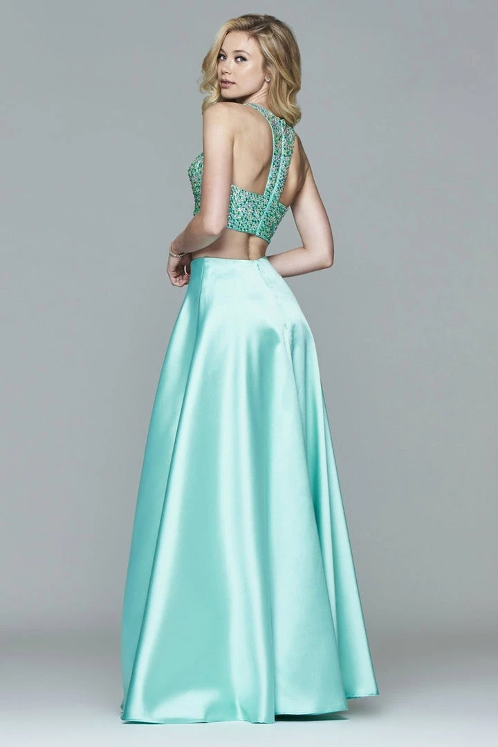 Formal Gowns Faviana - S7827 Frosted Satin Two Piece With Fully Beaded Bodice 6 Formal Gowns Faviana - S7827 Frosted Satin Two Piece With Fully Beaded Bodice
