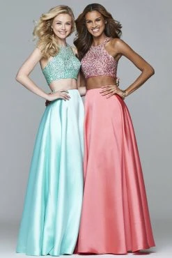 Formal Gowns Faviana - S7827 Frosted Satin Two Piece With Fully Beaded Bodice 13 Formal Gowns Faviana - S7827 Frosted Satin Two Piece With Fully Beaded Bodice
