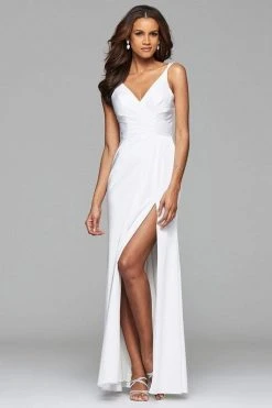 Formal Gowns Faviana - Satin Open Back With High Slit 7755