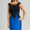Cocktail Dresses Feriani Couture Beaded Cap Sleeves Sheath Short Dress 26246 - 2 Pcs Royal In Size 6 And Size 8 Available