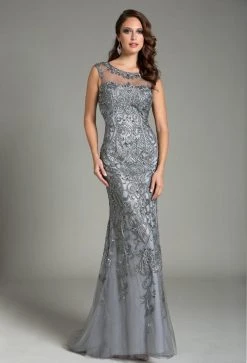 Feriani Couture Embellished Sleeveless Evening Gown 26154 - 1 Pc Charcoal In Sizes 10 Available Formal Gowns