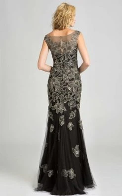 Formal Gowns Feriani Couture Illusion Bateau Embellished Evening Gown 18621 - 1 Pc Black In Size 6 Available