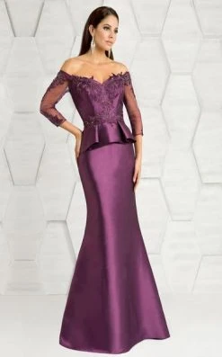 Feriani Couture - Off Shoulder Peplum Trumpet Gown 18574