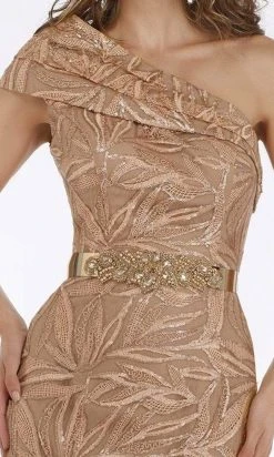 Feriani Couture - Pleated One Shoulder Lace Gown 18916 - 1 Pc Apricot In Size 6 Available 7 Feriani Couture - Pleated One Shoulder Lace Gown 18916 - 1 Pc Apricot In Size 6 Available