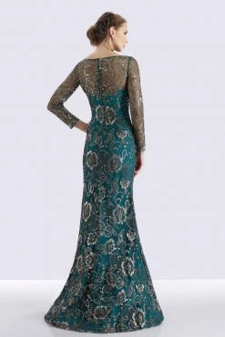 Formal Gowns Feriani Couture - Sequined Floral Long Sleeve Gown 18718 - 1 Pc Navy In Size 12 Available 7 Formal Gowns Feriani Couture - Sequined Floral Long Sleeve Gown 18718 - 1 Pc Navy In Size 12 Available