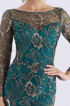 Formal Gowns Feriani Couture - Sequined Floral Long Sleeve Gown 18718 - 1 Pc Navy In Size 12 Available 8 Formal Gowns Feriani Couture - Sequined Floral Long Sleeve Gown 18718 - 1 Pc Navy In Size 12 Available