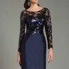 Cocktail Dresses Feriani Couture - Sequined Sheer Short Dress 18474 - 1 Pc Navy In Size 20 Available
