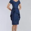 Cocktail Dresses Feriani Couture - Short Sleeve Knee Length Peplum Beaded Dress 18953