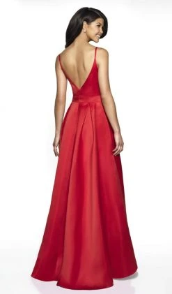Blush By Alexia Designs Flair Prom - 19016 Sleeveless V Neck A-Line Satin Gown With Slit