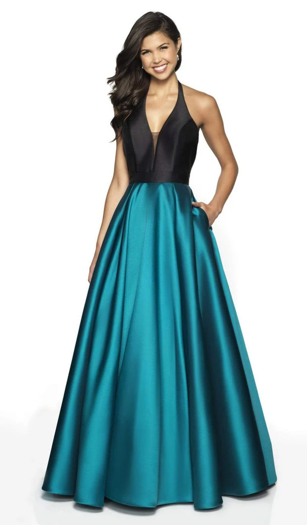 Blush By Alexia Designs Flair Prom - 19019 Two Tone Deep Halter V-neck Mikado Ballgown Formal Gowns 6 Blush By Alexia Designs Flair Prom - 19019 Two Tone Deep Halter V-neck Mikado Ballgown Formal Gowns