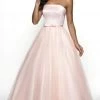 Blush By Alexia Designs Flair Prom - 19022 Strapless Satin Bodice Bow Accent Tulle A-Line Gown Formal Gowns