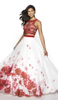 Blush By Alexia Designs Formal Gowns Flair Prom - 19050 Two Piece Embroidered Print Organza Ballgown