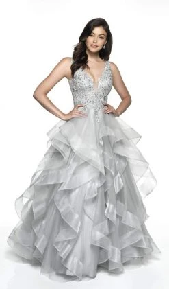 Blush By Alexia Designs Flair Prom - 19052 Sleeveless Lace Top Draped Ruffles Tulle Gown