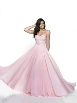 Blush By Alexia Designs Flair Prom - 19074 Strapless Scallop Motif Chiffon Gown Formal Gowns