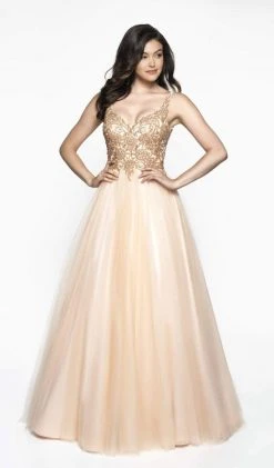 Blush By Alexia Designs Flair Prom - 19201 Applique Deep V-neck Tulle Ballgown