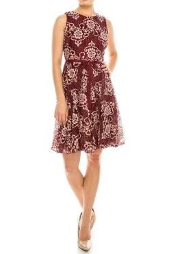Cocktail Dresses Gabby Skye - 17871M Lace Jewel A-Line Cocktail Dress