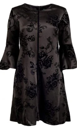 Gabby Skye - 18474M Floral Jacquard Bell Sleeve Seam Down Short Dress Cocktail Dresses