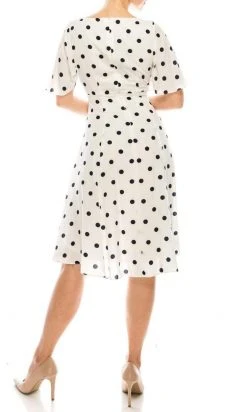 Gabby Skye - 19463M Flounce Sleeve Polka Dot A-Line Dress Cocktail Dresses