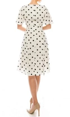 Gabby Skye - 19463M Flounce Sleeve Polka Dot A-Line Dress Cocktail Dresses