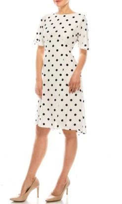 Gabby Skye - 19463M Flounce Sleeve Polka Dot A-Line Dress Cocktail Dresses